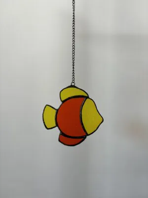 Glas in lood hanger: een geel met oranje visje