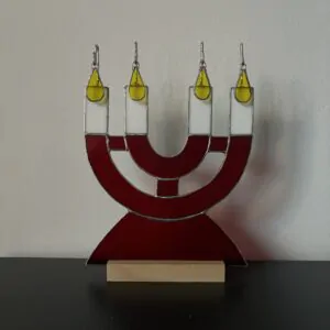 Tiffany glaskunst: rode adventskandelaar