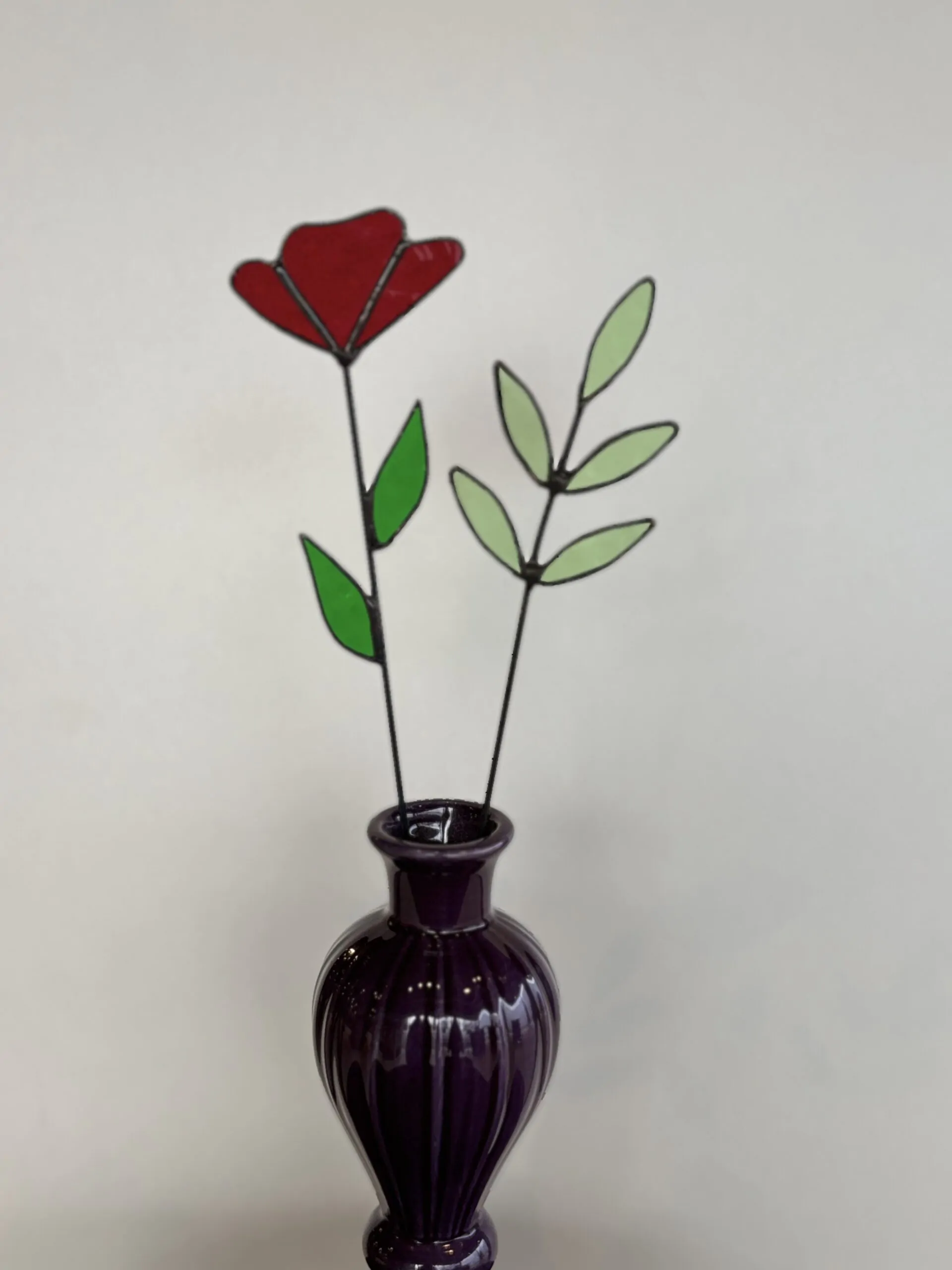 Tiffany glaskunst: Sfeerfoto 5-blad tak + 3-bloemblad met blad