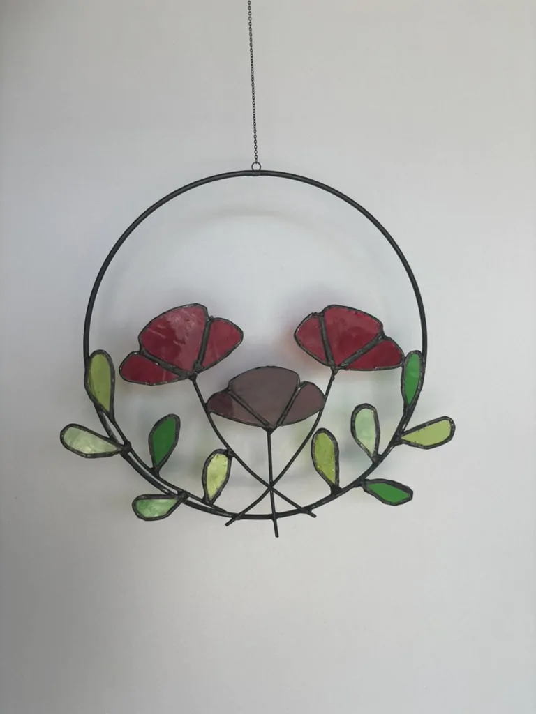 Voorbeeld voor workshop - ring met 3 bloemen en 2 takken